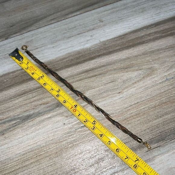 Vintage Braided Chain Bracelet Gold Silver Bronze Flat Chain Swagger Retro Core - Picture 4 of 5